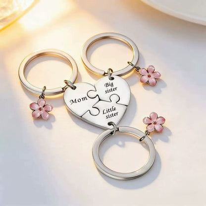 Connecting Hearts Puzzle Keychain for Mom & Daughters