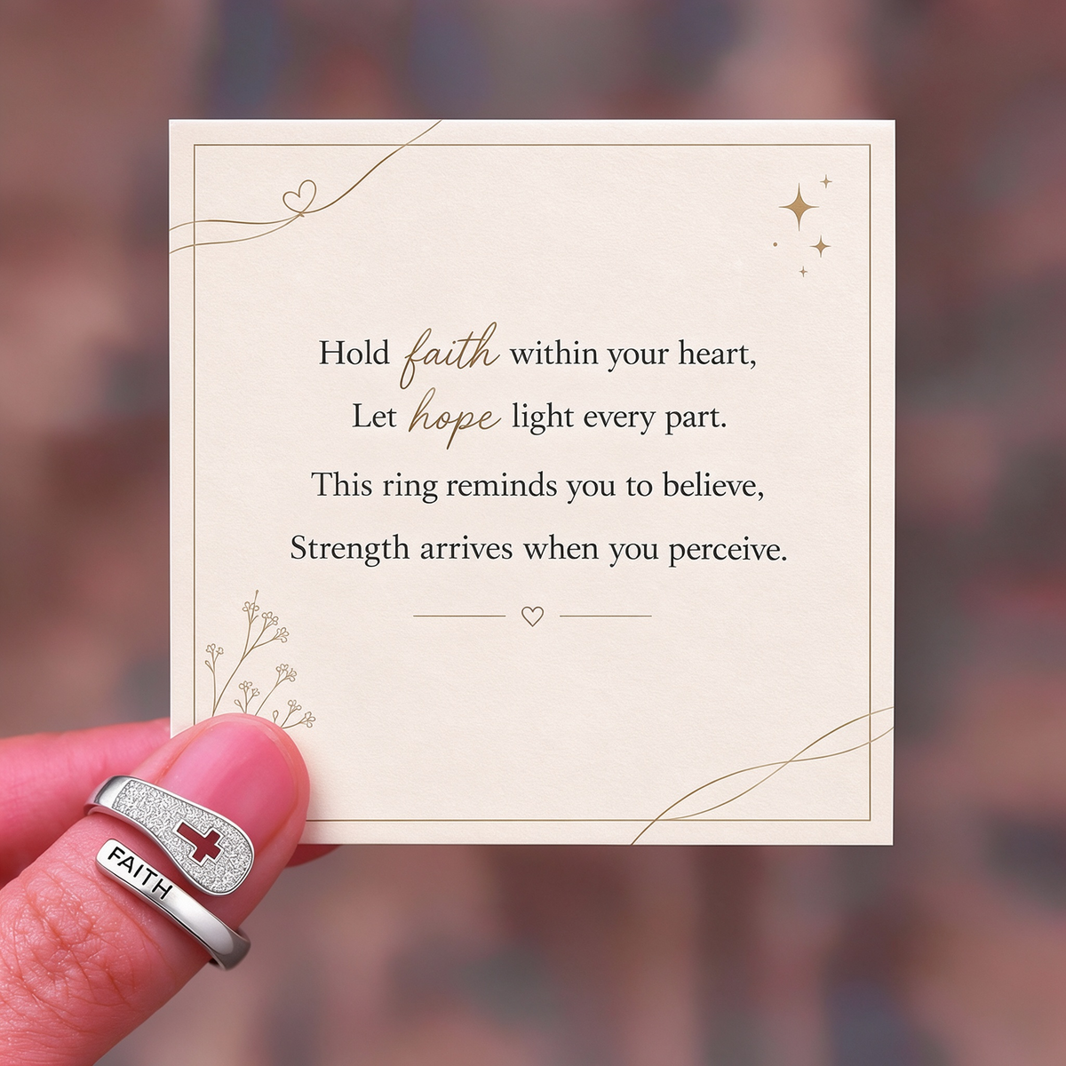 Faith Cross Adjustable Wrap Ring