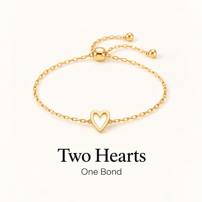 Mom & Daughter-Hollow & Solid Heart Matching Bracelet