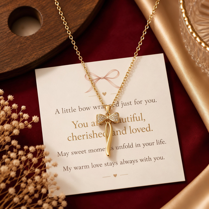 Dear Mom-Gold Bow Necklace