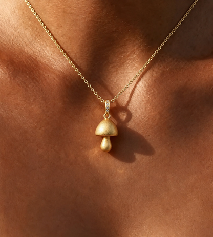 To My Granddaughter-Mushroom Pendant Gold Necklace