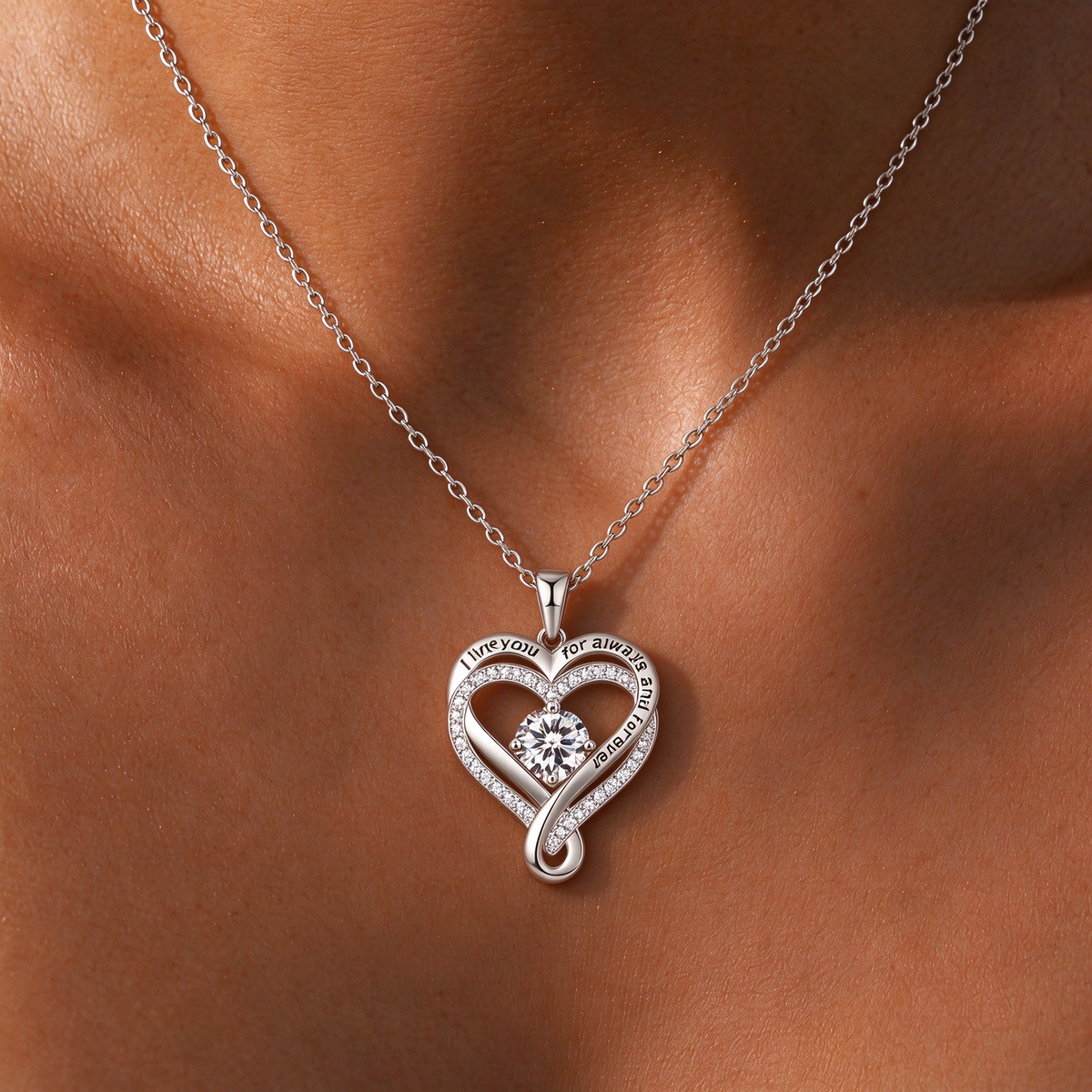 925 Sterling Silver Always & Forever Heart Necklace