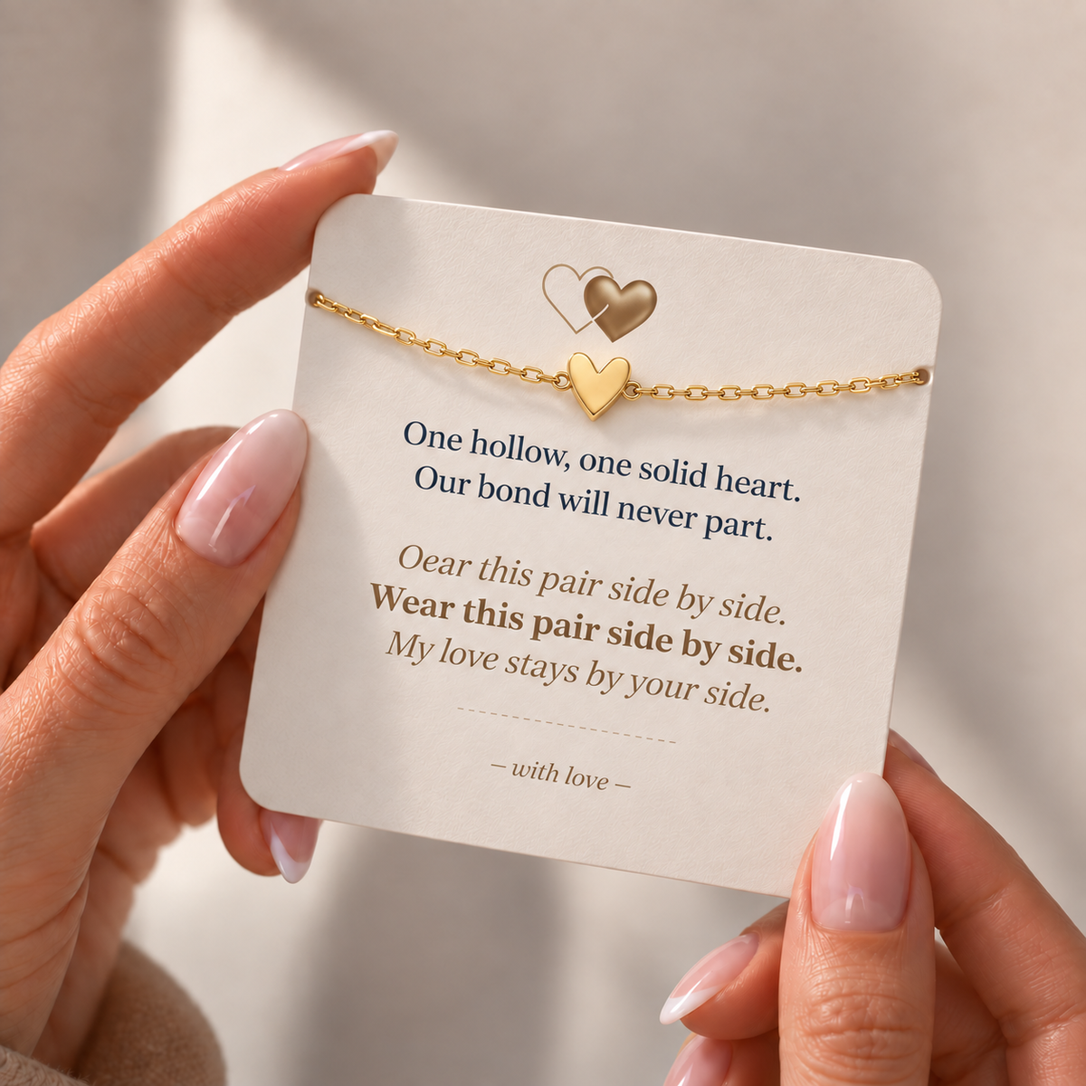 Mom & Daughter-Hollow & Solid Heart Matching Bracelet
