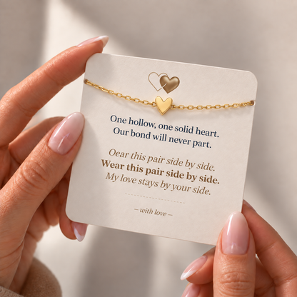 Mom & Daughter-Hollow & Solid Heart Matching Bracelet