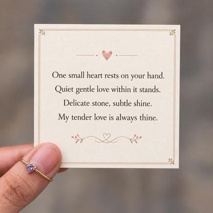Dainty Tiny Heart Stone Thin Ring