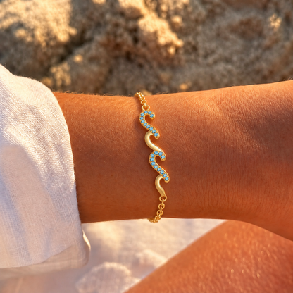 Dainty Blue Stone Wave Bracelet