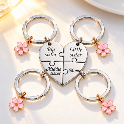Connecting Hearts Puzzle Keychain for Mom & Daughters