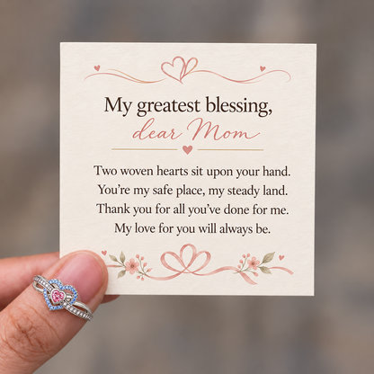 Intertwined Double Heart Ring, Gift for Mom