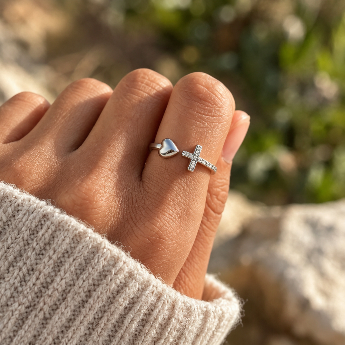Cross & Heart Ring
