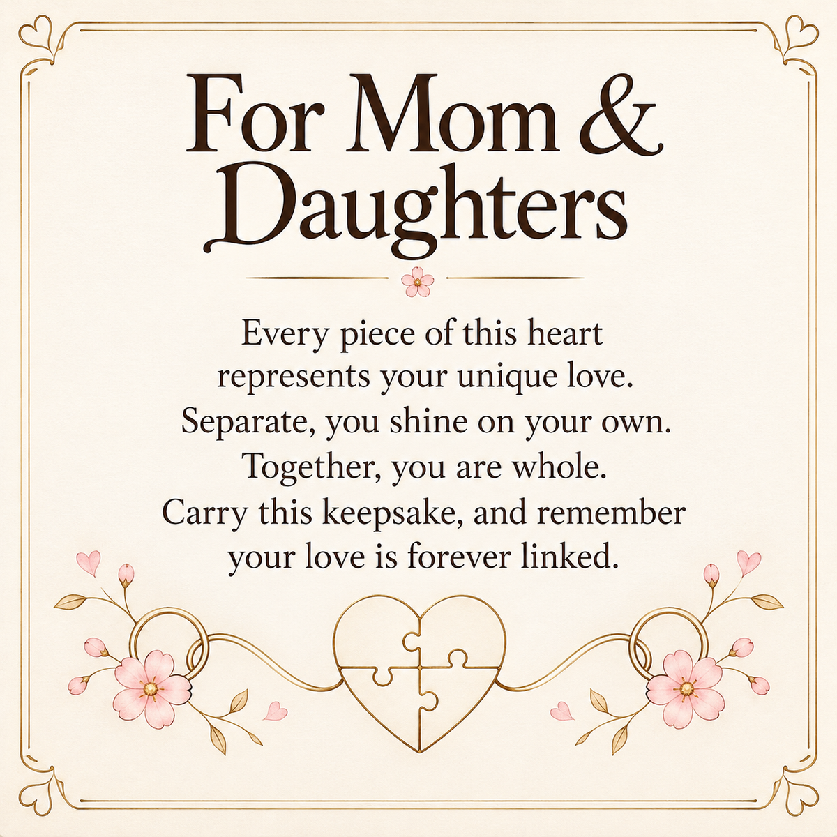 Connecting Hearts Puzzle Keychain for Mom & Daughters