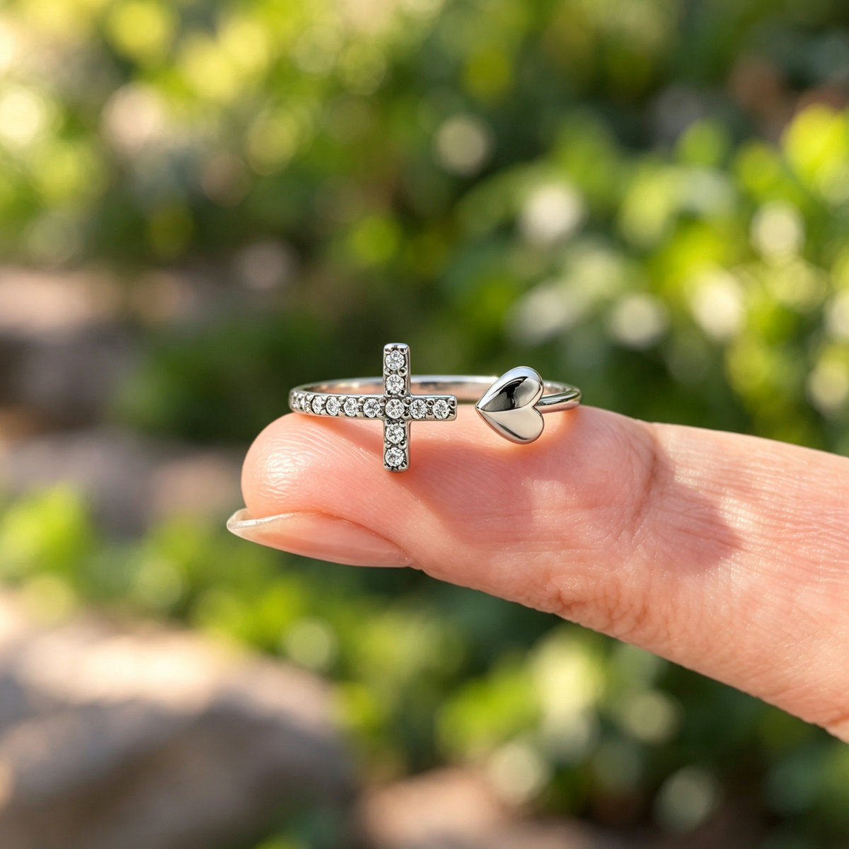 Cross & Heart Ring