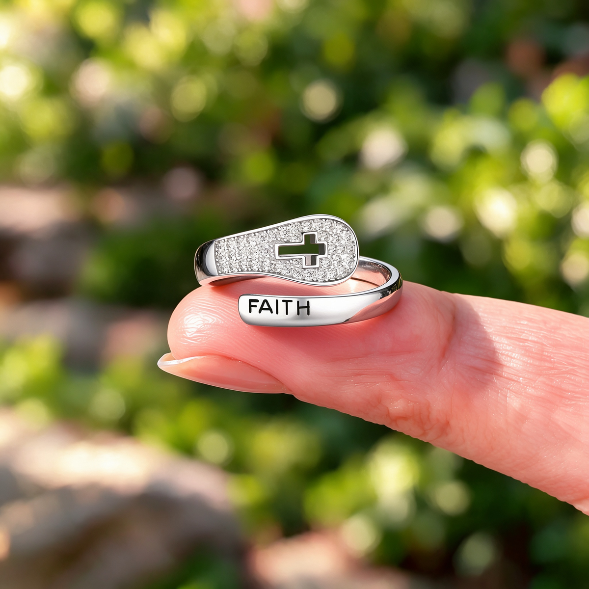 Faith Cross Adjustable Wrap Ring