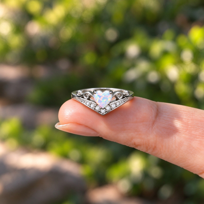 To Me From Me Crown Heart Opal Ring