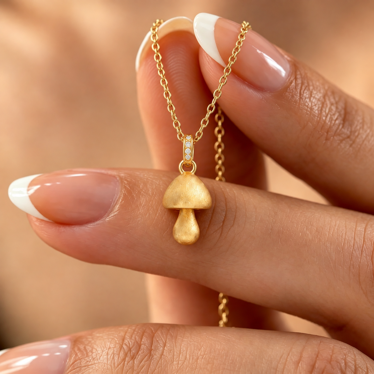 To My Granddaughter-Mushroom Pendant Gold Necklace