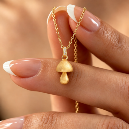 To My Granddaughter-Mushroom Pendant Gold Necklace