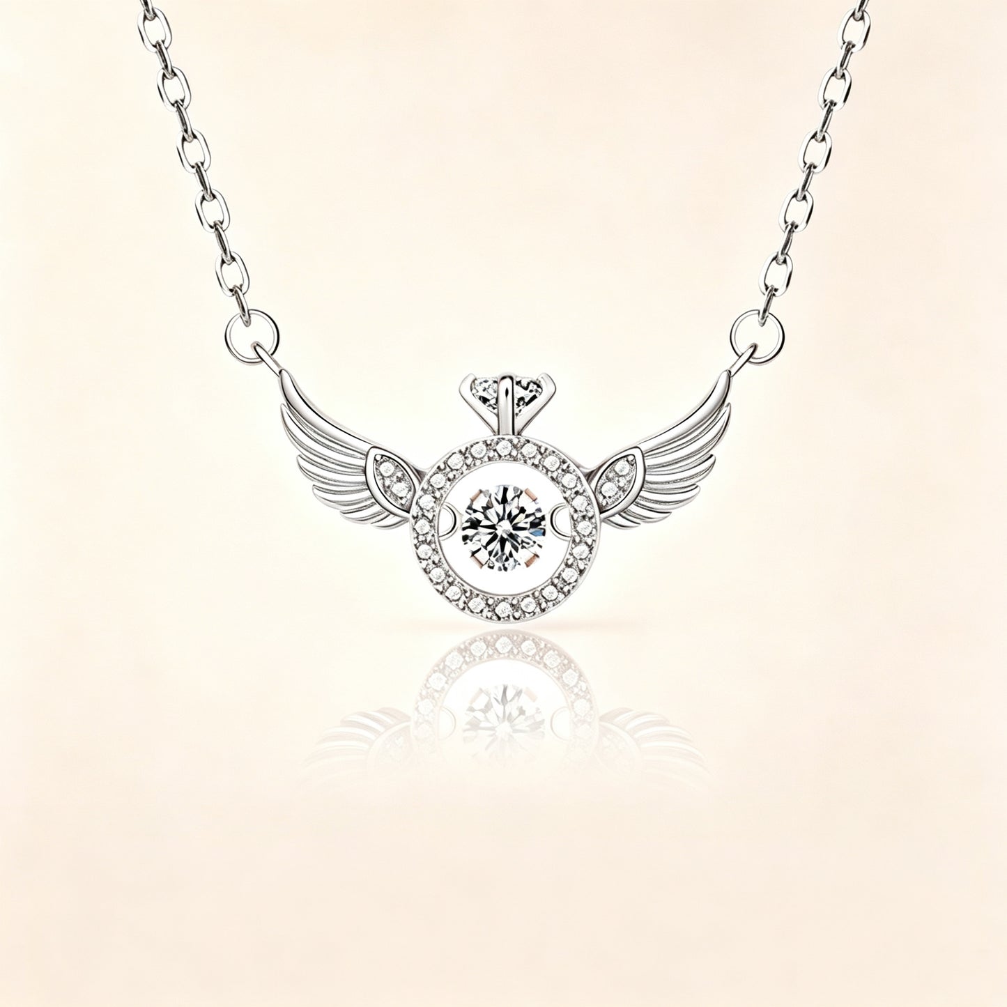 Angel Wing Dancing Sparkle Pendant Necklace ✨🪽💫