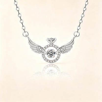 Angel Wing Dancing Sparkle Pendant Necklace ✨🪽💫