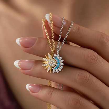 For My Wife-Day & Night Sun Moon Stackable Necklace Set