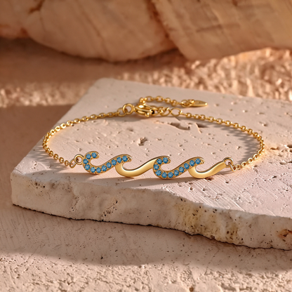 Dainty Blue Stone Wave Bracelet