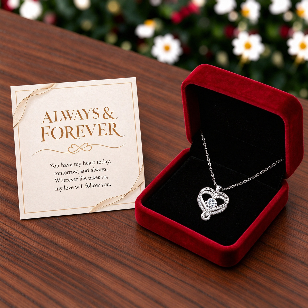 925 Sterling Silver Always & Forever Heart Necklace