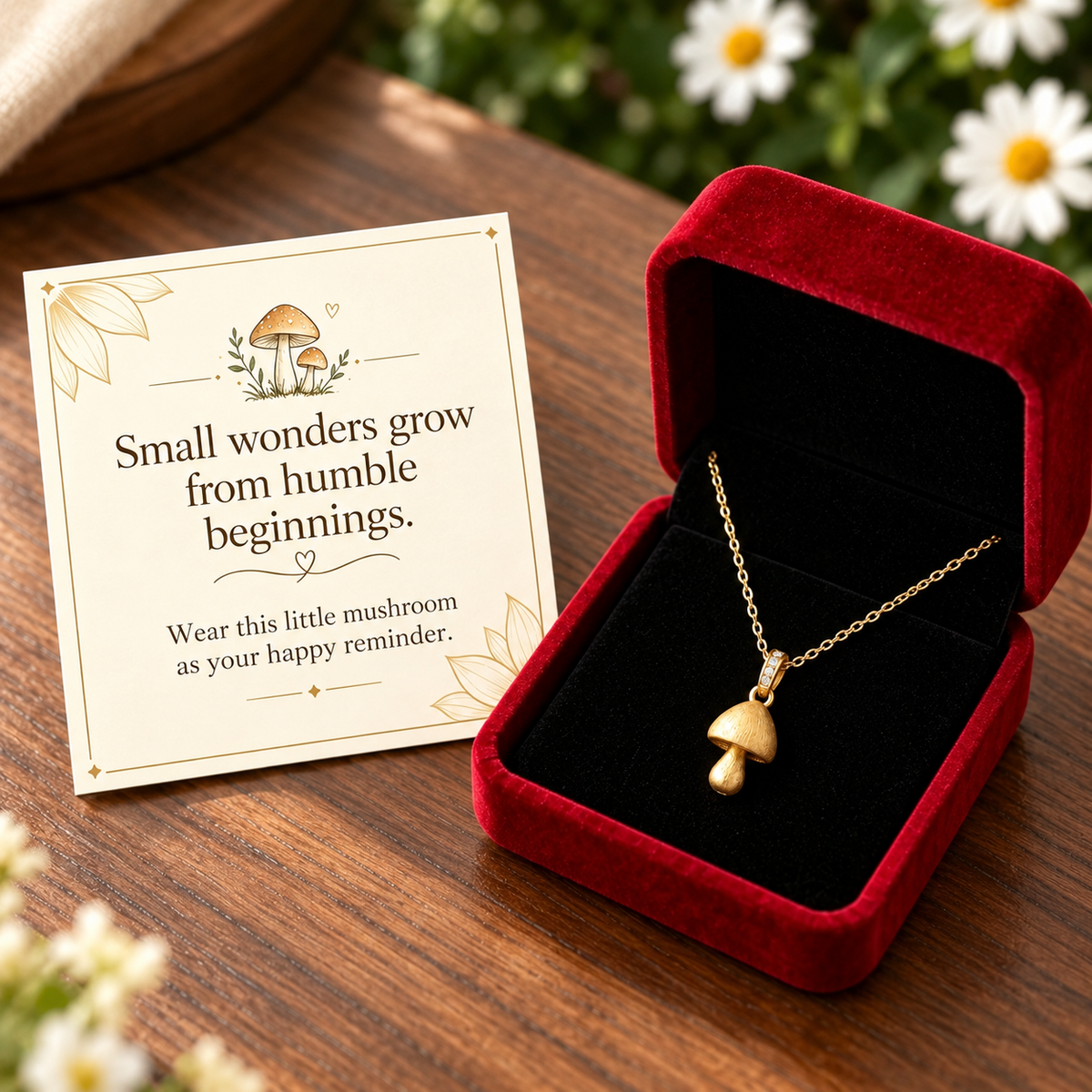 To My Granddaughter-Mushroom Pendant Gold Necklace