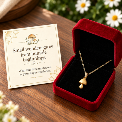 To My Granddaughter-Mushroom Pendant Gold Necklace