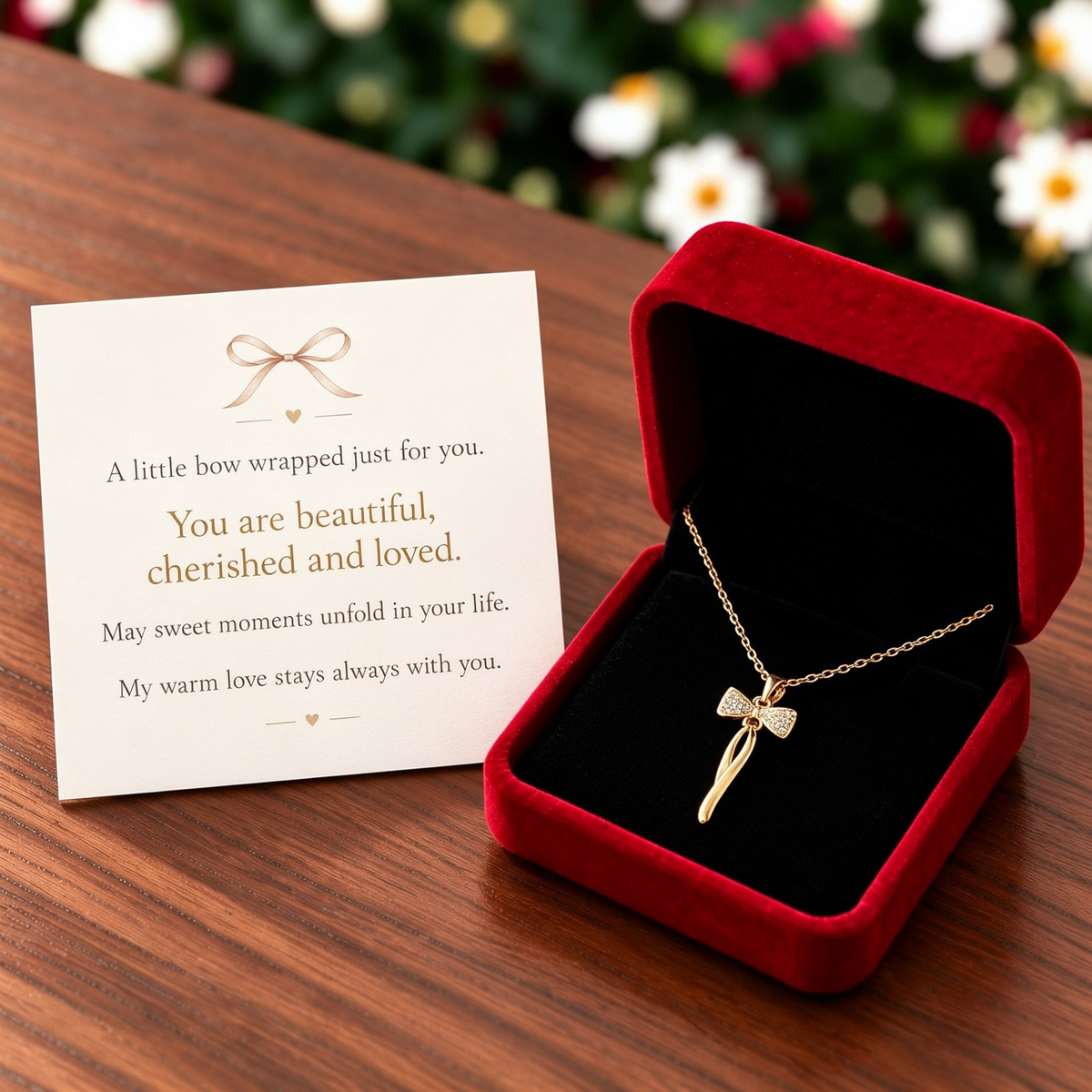 Dear Mom-Gold Bow Necklace