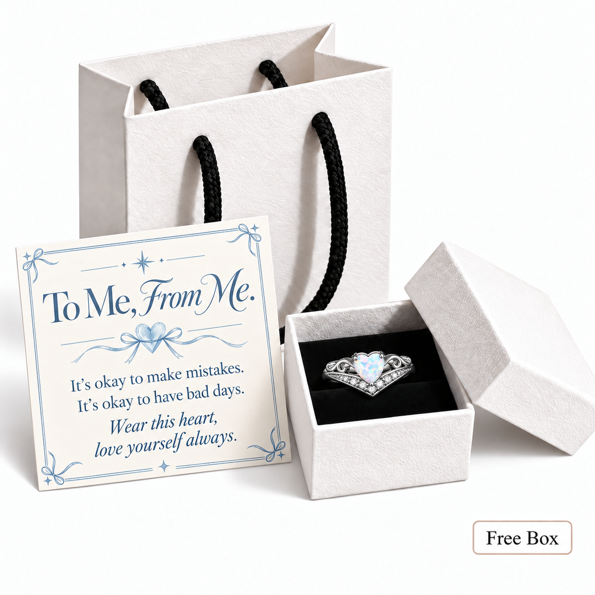 To Me From Me Crown Heart Opal Ring