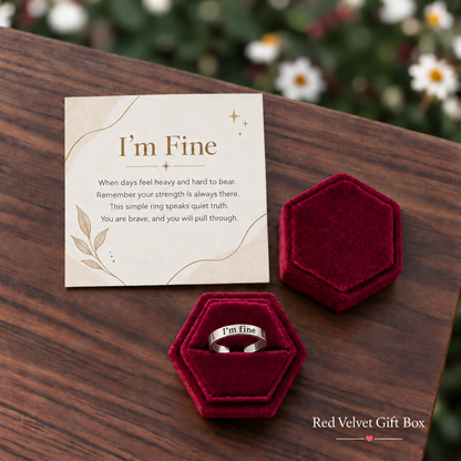 Inspirational "I'm Fine" Adjustable Ring