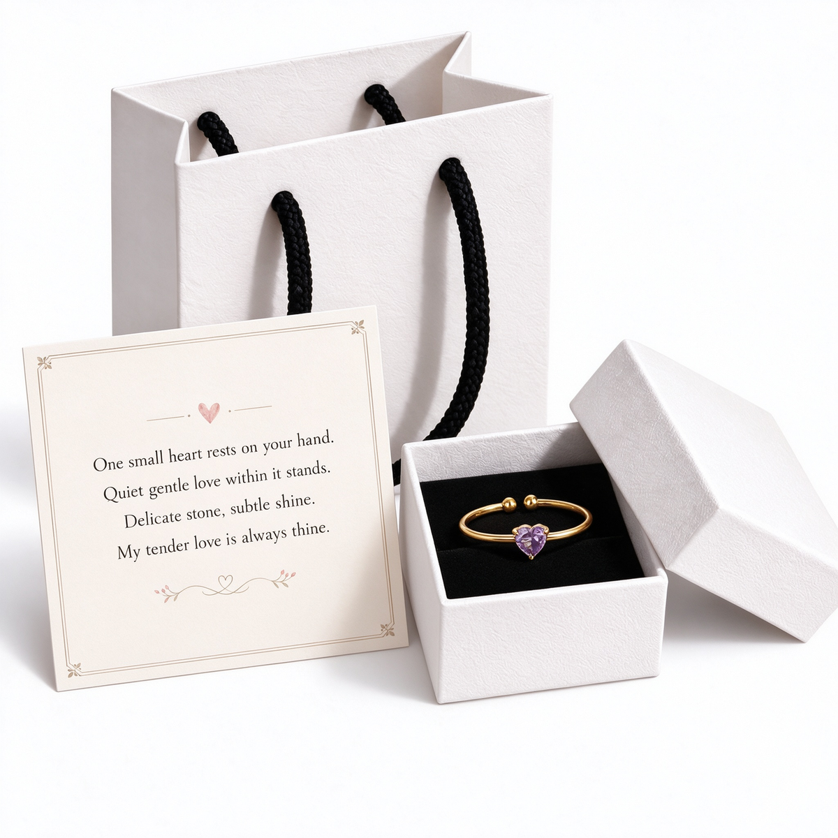 Dainty Tiny Heart Stone Thin Ring