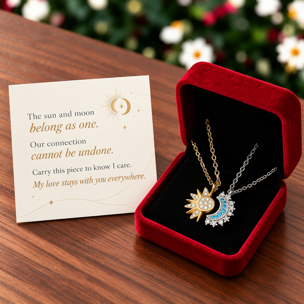 For My Wife-Day & Night Sun Moon Stackable Necklace Set