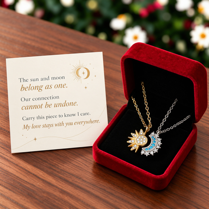 For My Wife-Day & Night Sun Moon Stackable Necklace Set