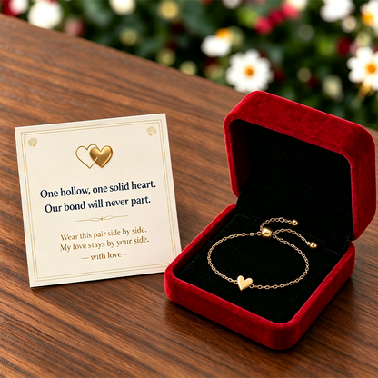 Mom & Daughter-Hollow & Solid Heart Matching Bracelet