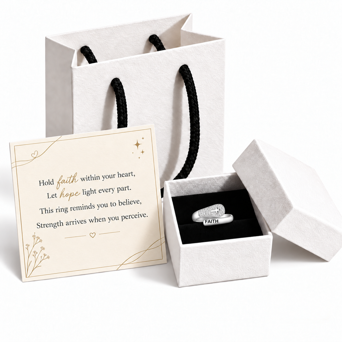 Faith Cross Adjustable Wrap Ring