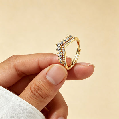 Crown V‑Shape Adjustable Stacking Ring-Crown your finger, empower your style