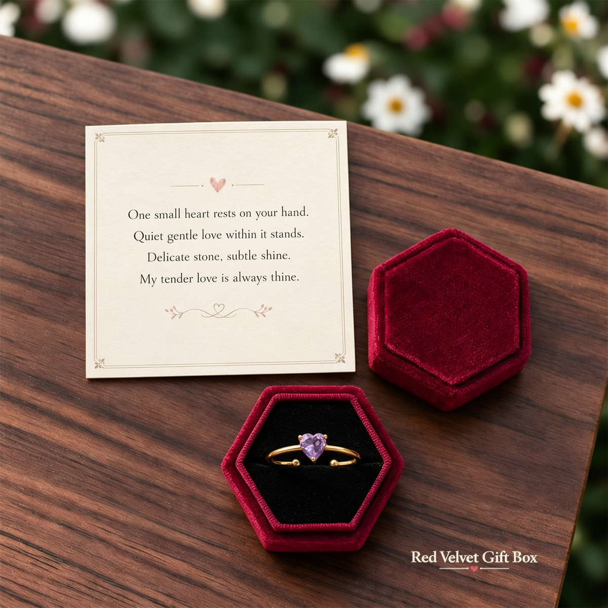 Dainty Tiny Heart Stone Thin Ring