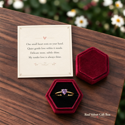 Dainty Tiny Heart Stone Thin Ring