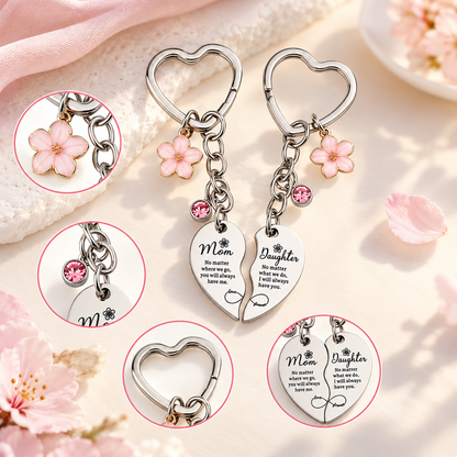 Connecting Hearts Puzzle Keychain for Mom & Daughters