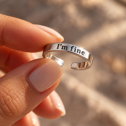 Inspirational "I'm Fine" Adjustable Ring