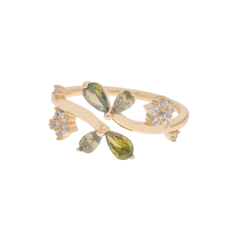 Green leaf open ring