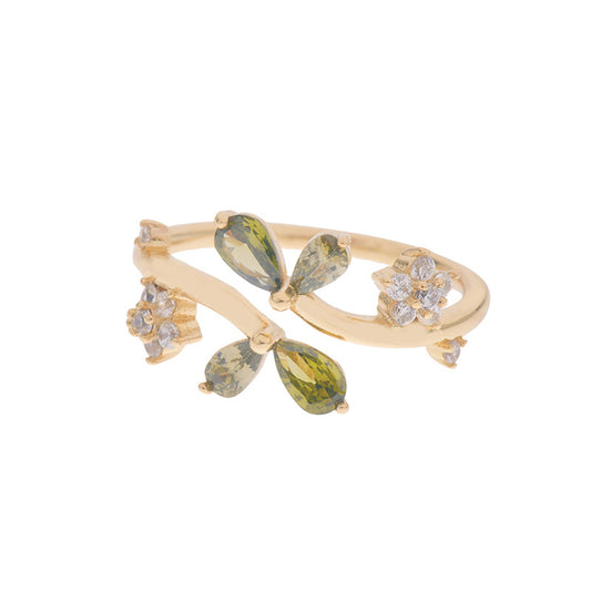 Green leaf open ring
