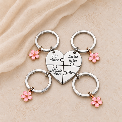 Connecting Hearts Puzzle Keychain for Mom & Daughters