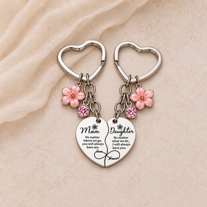 Connecting Hearts Puzzle Keychain for Mom & Daughters