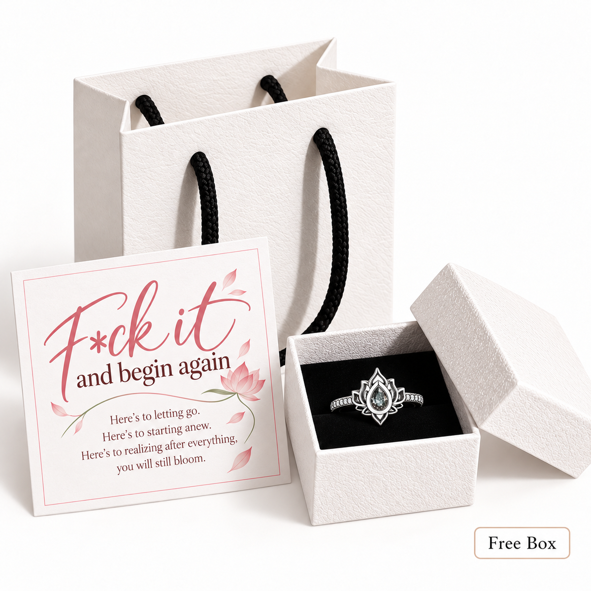 F**k It and Begin Again Lotus Ring