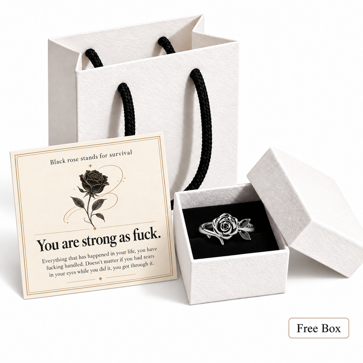 Strong As Fuck Engraved Motivational Band Ring