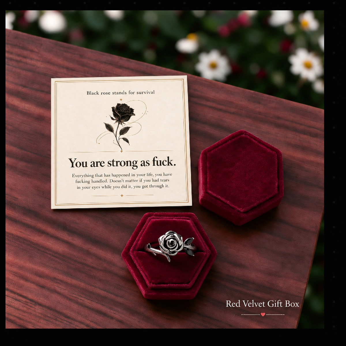 Strong As Fuck Engraved Motivational Band Ring